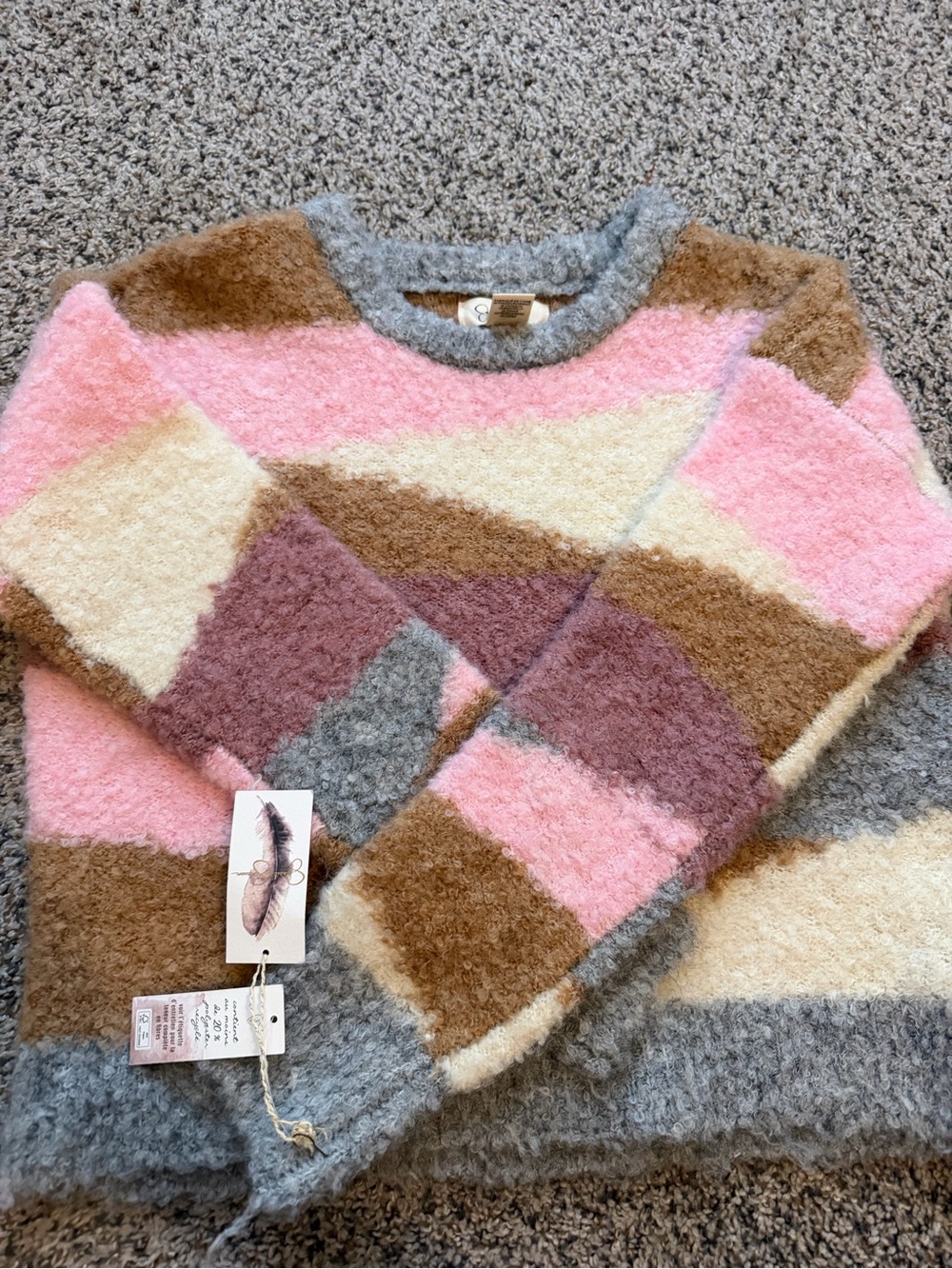 Jessica Simpson Pink Multi Colorblock Crewneck Sweater M